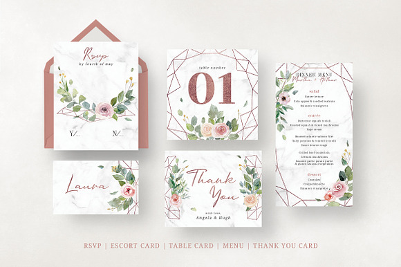 Rose Gold Geometric Wedding Suite in Wedding Templates - product preview 6