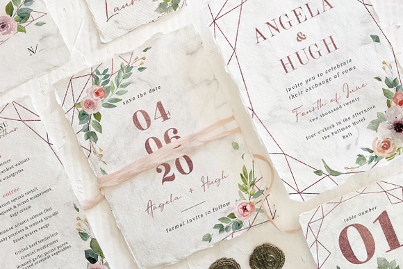 Rose Gold Geometric Wedding Suite in Wedding Templates - product preview 7