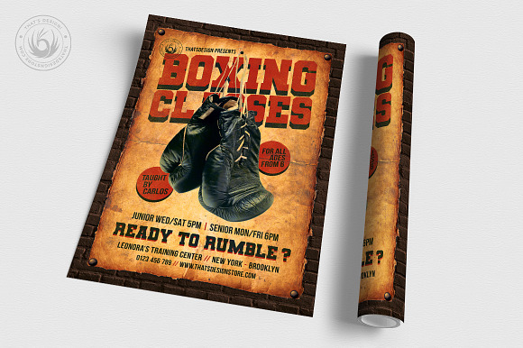 Boxing Classes Flyer Template in Flyer Templates - product preview 2