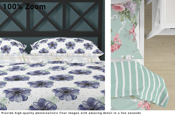 Bedroom Set -Bed Linen Floor & Wall in Product Mockups - product preview 3