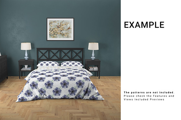 Bedroom Set -Bed Linen Floor & Wall in Product Mockups - product preview 5