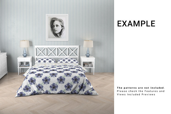 Bedroom Set -Bed Linen Floor & Wall in Product Mockups - product preview 6