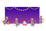 Christmas rats vector set I