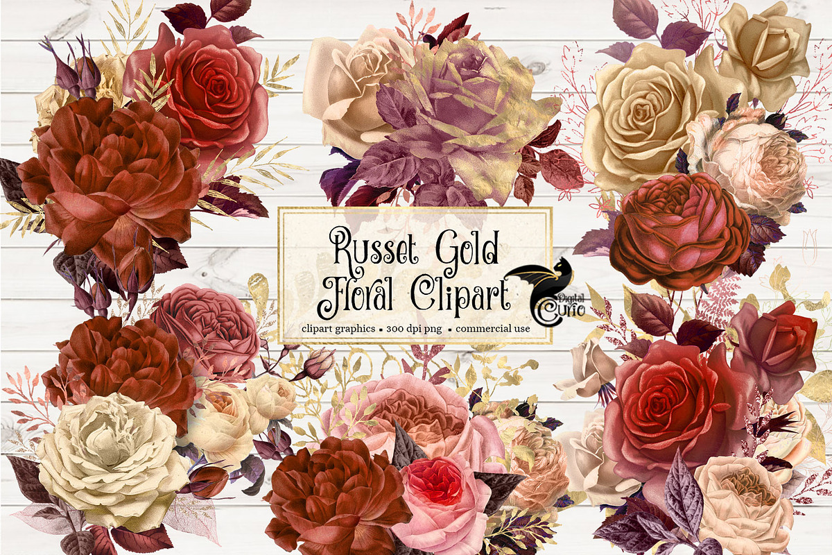 Russet Floral Clipart in Illustrations - product preview 8