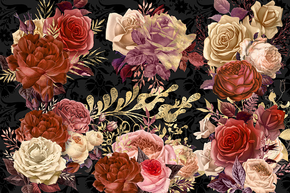 Russet Floral Clipart in Illustrations - product preview 1