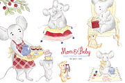 Mouse Mother and me clipart