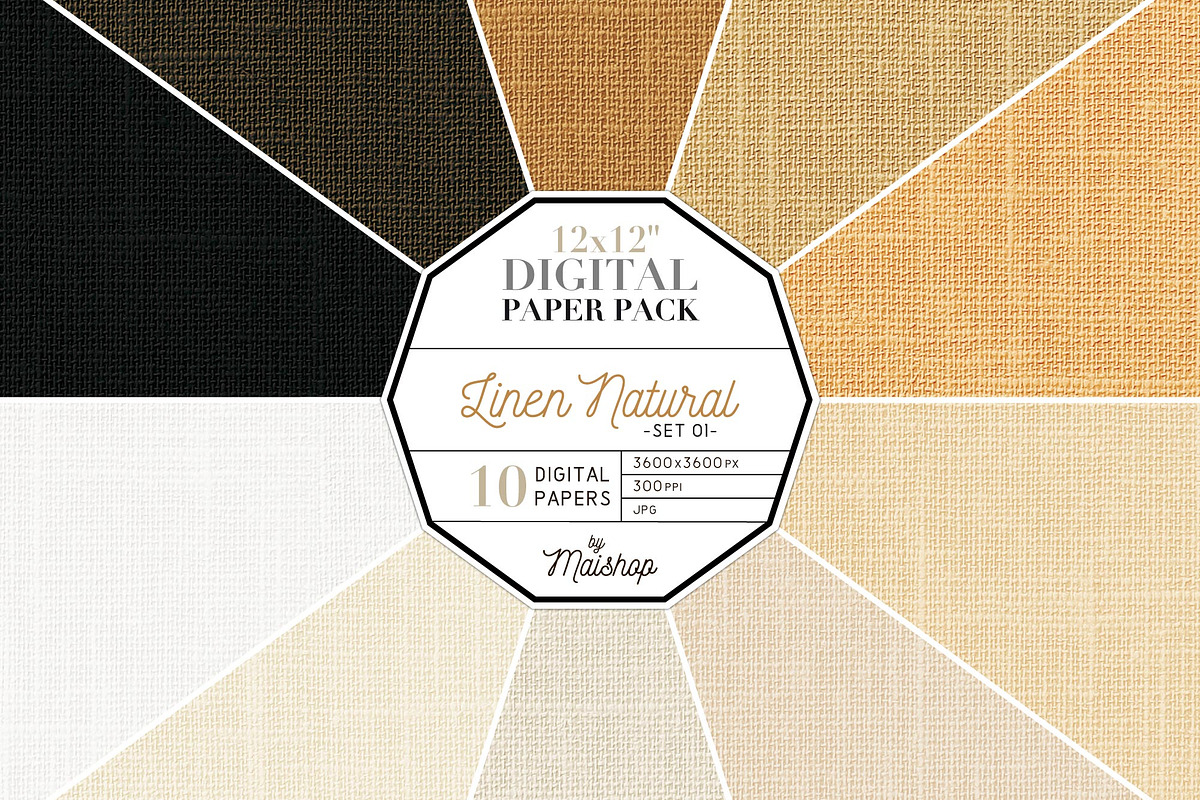 Digital Papers Linen Natural Set 01 in Textures - product preview 8