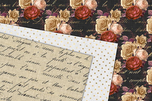 Russet Gold Floral Digital Paper in Patterns - product preview 2