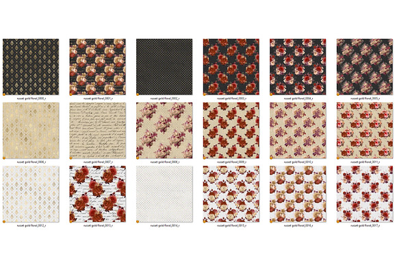 Russet Gold Floral Digital Paper in Patterns - product preview 3