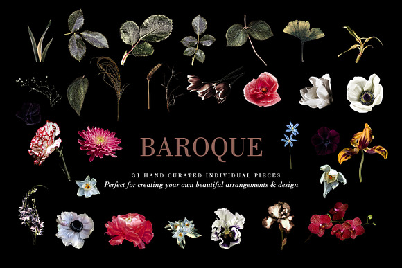 Baroque Floral Clip Art in Illustrations - product preview 5