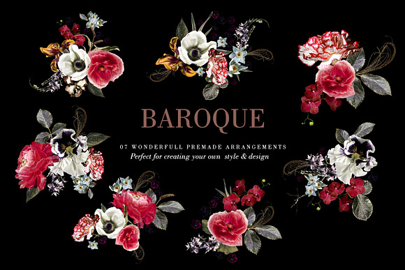 Baroque Floral Clip Art in Illustrations - product preview 6