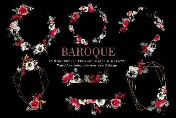 Baroque Floral Clip Art in Illustrations - product preview 7