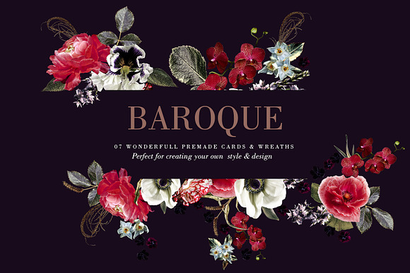 Baroque Floral Clip Art in Illustrations - product preview 9
