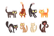 Flat vector set of different cats