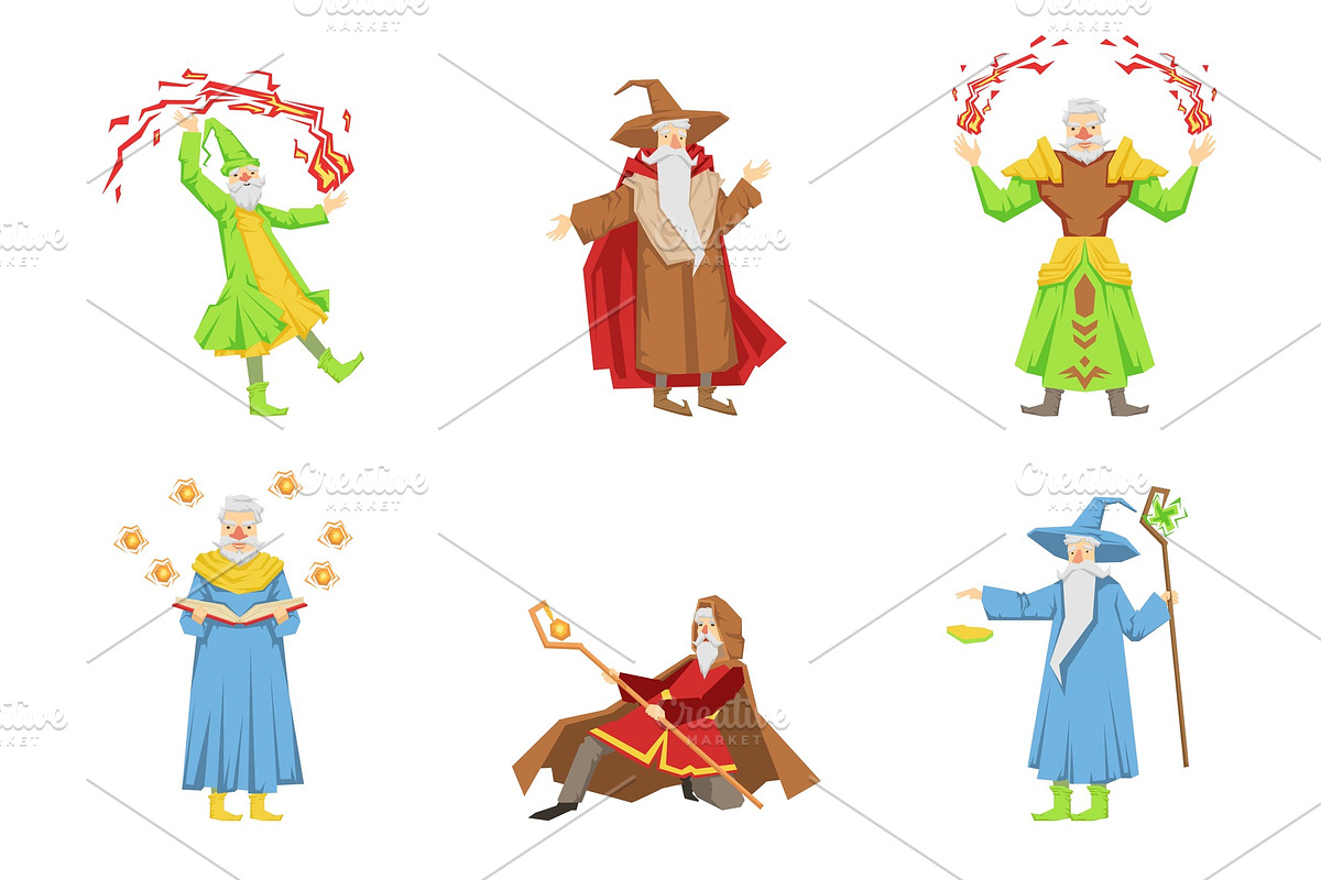 Flat vector set of magicians in in Illustrations - product preview 8
