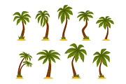 Flat vector set of cartoon tropical