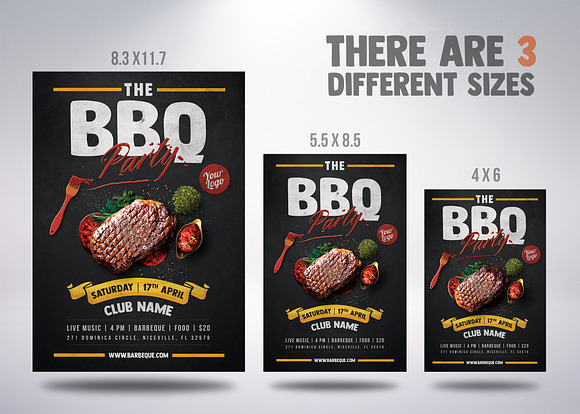 3 BBQ Flyers Bundle in Flyer Templates - product preview 3