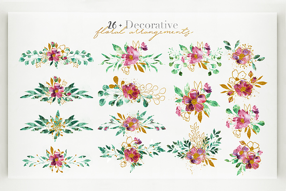Watercolor & Glitter-Botanical Pack in Illustrations - product preview 7