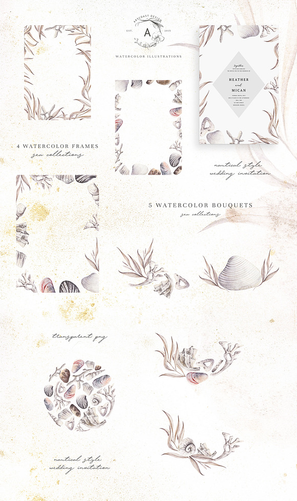 Pink Sand & White Seashells in Illustrations - product preview 2