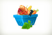 Basket with foods illustration