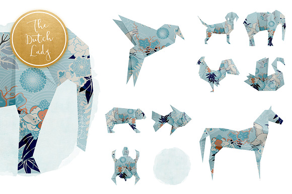 Origami Animals Clipart Set in Illustrations - product preview 4