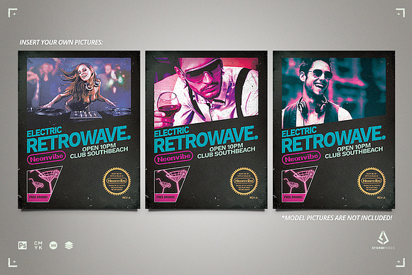 Retrowave Flyer v1 Retrogaming Cover in Flyer Templates - product preview 5