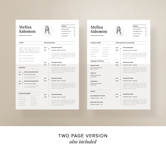 Resume Template 1, 2 page | "Paris" in Resume Templates - product preview 4