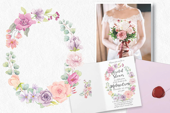 3 wreaths in pastel shades + Freebie in Illustrations - product preview 1