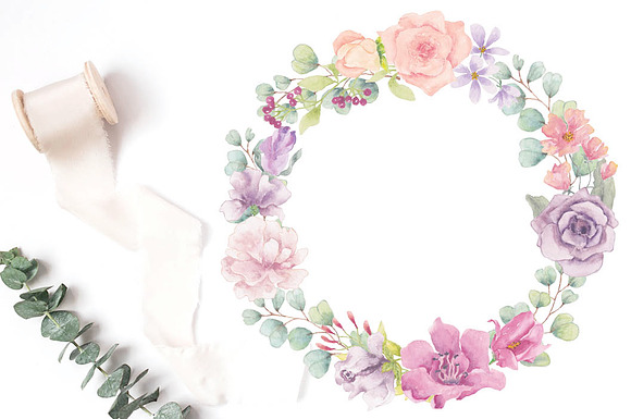 3 wreaths in pastel shades + Freebie in Illustrations - product preview 3