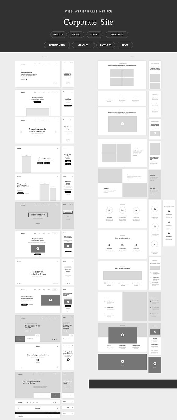 Web Wireframe Kit for Corporate Site in Wireframe Kits - product preview 7