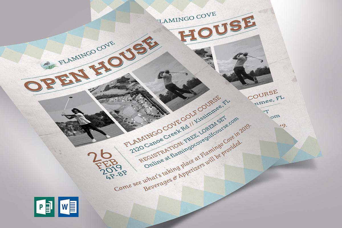 Retro Golf Open House Flyer Word in Invitation Templates - product preview 8