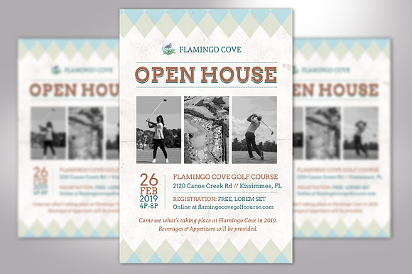 Retro Golf Open House Flyer Word in Invitation Templates - product preview 1