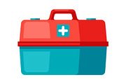 First aid kit icon in flat style.