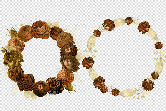 Orange and Gold Floral Wreaths in Illustrations - product preview 2