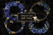 Navy and Gold Floral Wreaths