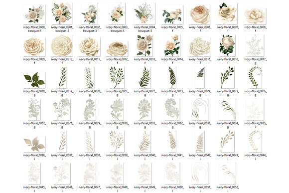Ivory & Green Floral Clipart in Illustrations - product preview 2