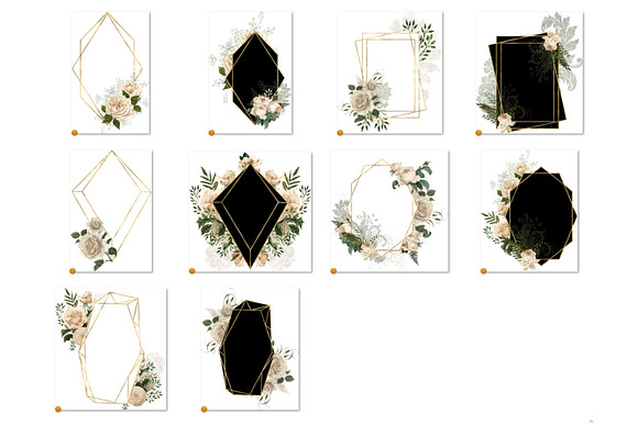 Ivory Floral Polygonal Frames in Objects - product preview 1