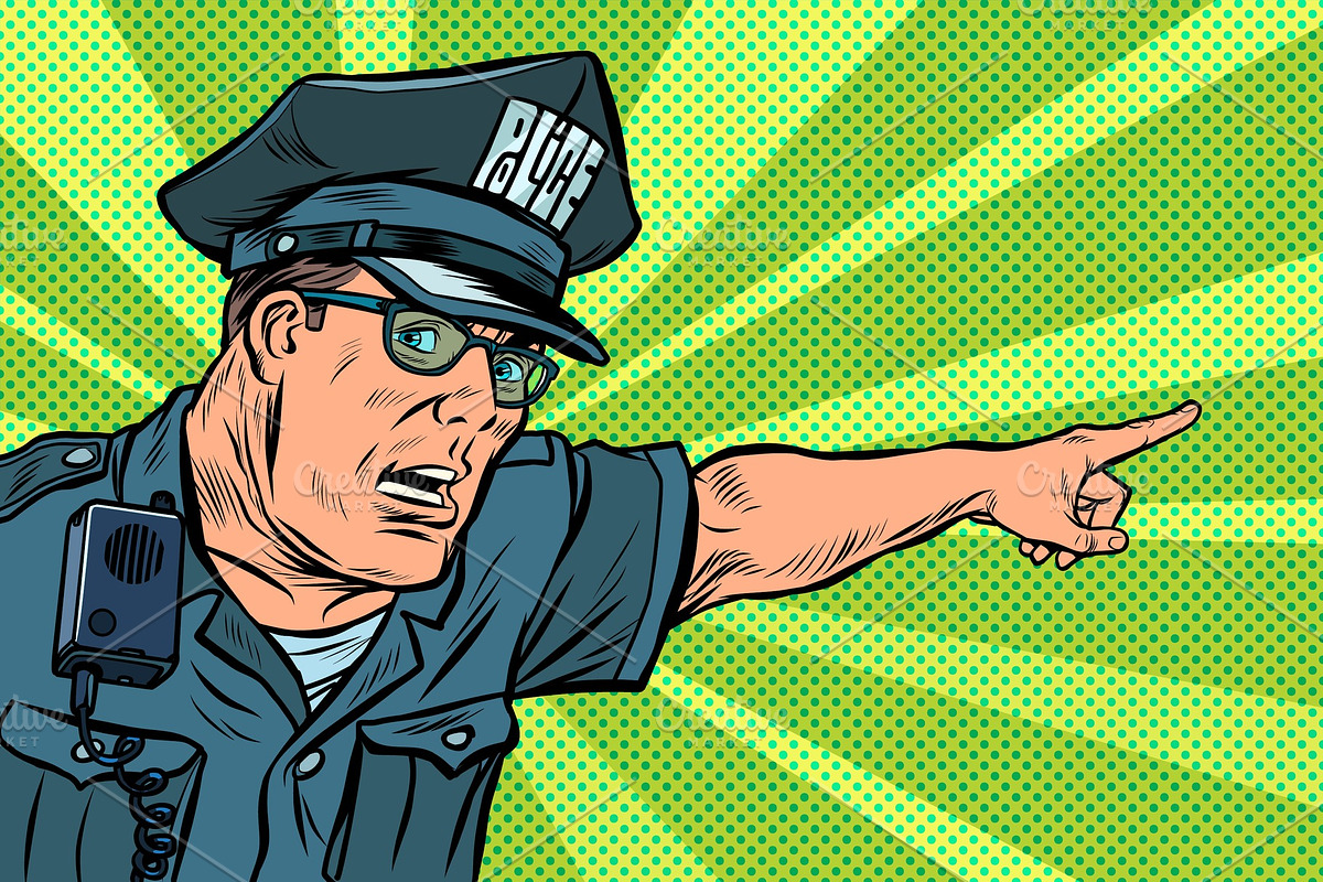 police officer cop points directions in Illustrations - product preview 8
