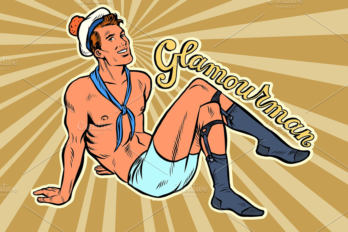 sexy pinup sailor man in Illustrations - product preview 8