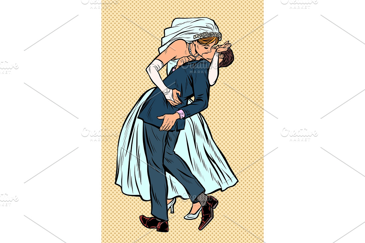 kiss bride and groom, wedding in Illustrations - product preview 8