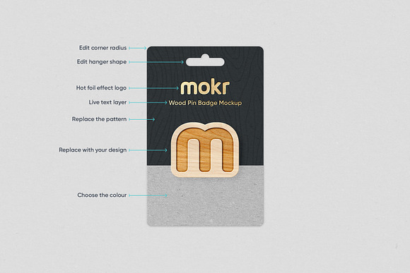 Realistic Wood Pin Badge Mockup Psd in Product Mockups - product preview 5