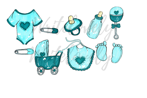 Watercolor Baby Boy Clipart in Illustrations - product preview 1