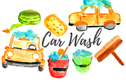 Watercolor Car Wash Clipart