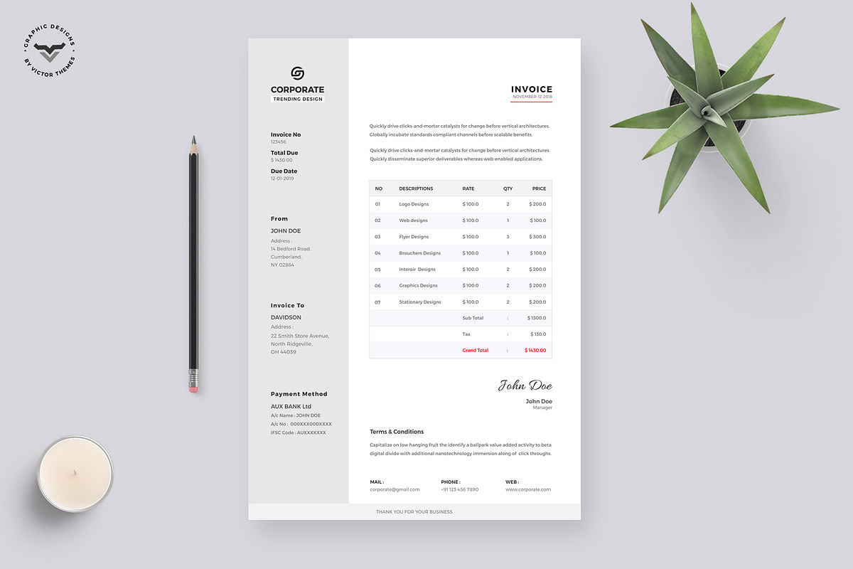 Corporate Invoice Template in Stationery Templates - product preview 8