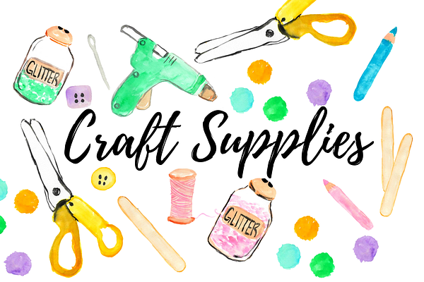 Watercolor craft supplies clipart