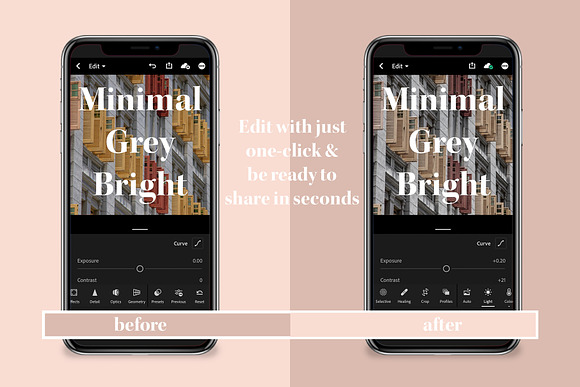 Minimal Grey Lightroom Mobile Preset in Add-Ons - product preview 1