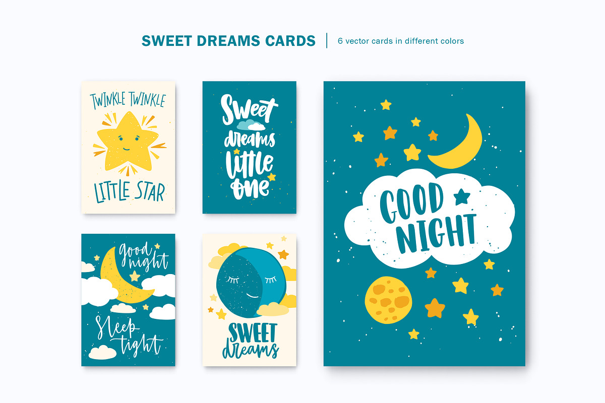 Sweet dreams cards in Illustrations - product preview 8