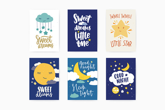 Sweet dreams cards in Illustrations - product preview 1