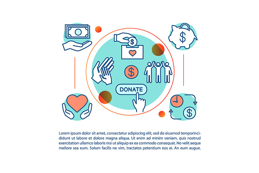 Charity concept linear illustration in Web Elements - product preview 8