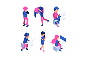 Isometric people. Managers working
